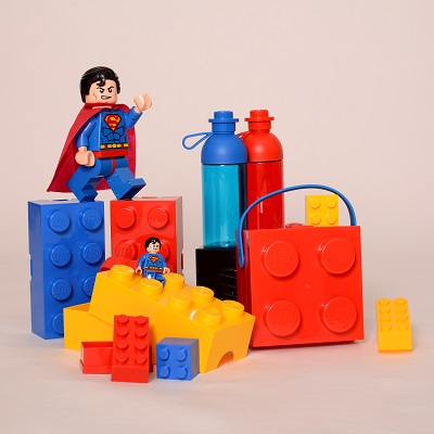 LEGO кутии съхранение, кутии за обяд и бутилки за вода в традиционните за марката цветове