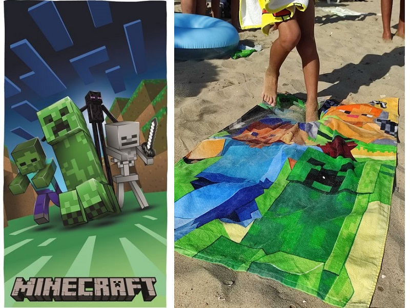 плажна хавлия minecraft, като предложение за подаръци за първи юни
