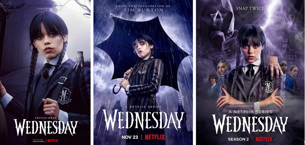 рекламни визии (плакати) на сериалът wednesday на Netflix