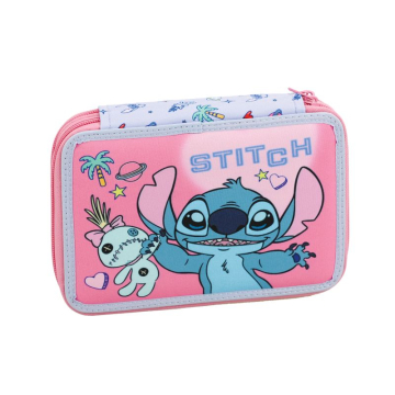 Ученически несесер Stitch Tropical  с две отделения и съдържание