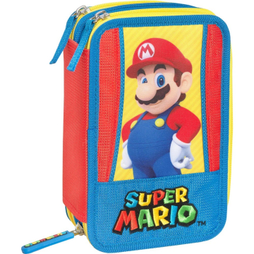 Ученически несесер Super Mario Tricolore със съдържание с 3 отделения