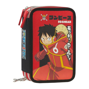 Ученически несесер One Piece Red със съдържание и 3 отделения