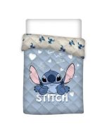 олекотена завивка и покривало за единично легло, синя, Stitch