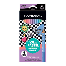 Цветни триъгълни моливи 12 бр. / 24 цв. Coolpack Kids Pastel