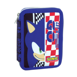 Ученически несесер Sonic Lets Go с две отделения и съдържание