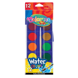 Акварелни бои 12 цв. голяма кутия Colorino