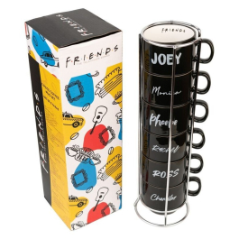 Комплект керамични чаши Grupo Erik - Friends на метална стойка, 6 бр. 150 ml.