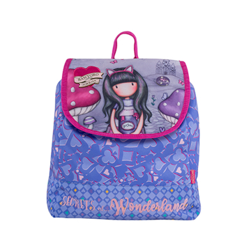 Малка раница Santoro Gorjuss Cheshire Cat. Затваря се с капак.
