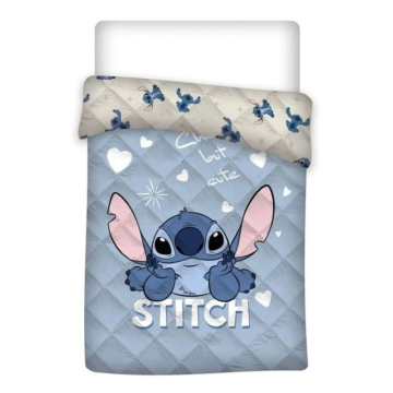 олекотена завивка и покривало за единично легло, синя, Stitch