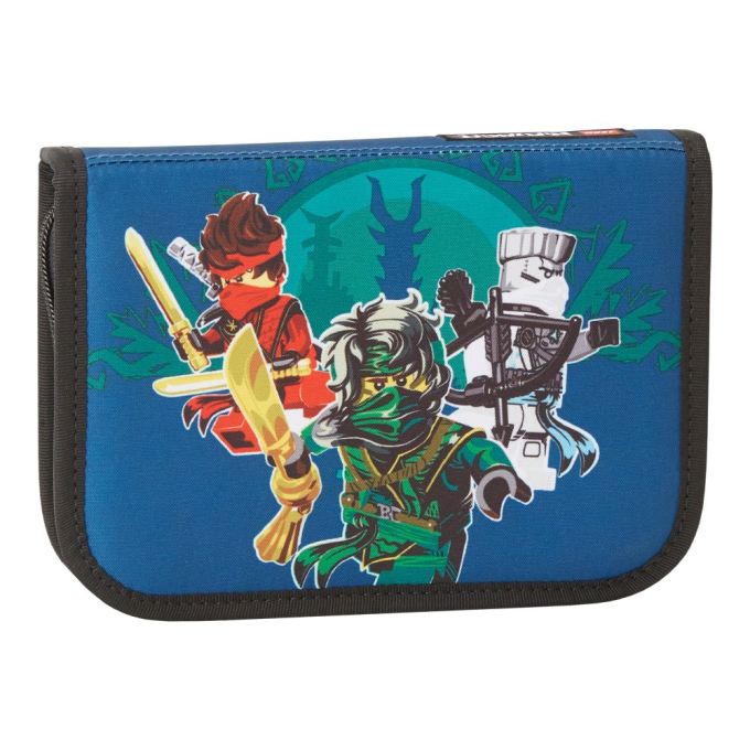 Ученически несесер LEGO® NINJAGO® Into the unknown със съдържание. Син с три нинджи. Едно отделение.
