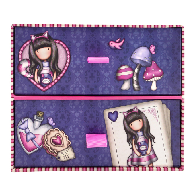Кутия за съхранение с две чекмеджета Santoro Gorjuss Cheshire Cat за момиче.