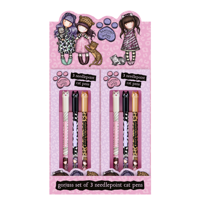 Комплект от 3 химикала с капачки на котки Santoro Gorjuss за момиче. Различно мастило - сребърно, златно и черно. Комплект от 3 химикала с капачки на котки Santoro Gorjuss за момиче. Различно мастило - сребърно, златно и черно.