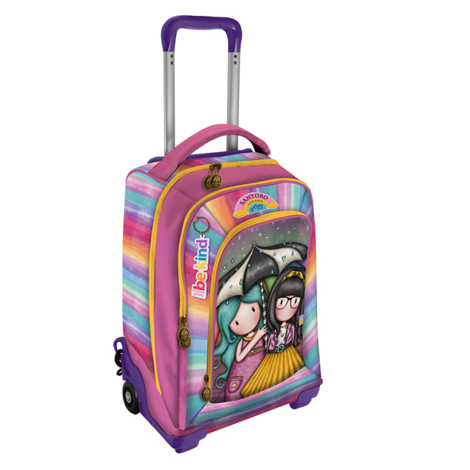 Раница на колела Santoro Gorjuss Be Kind To Each Other с едно основно отделение и два предни джоба с цип. Раница на колела Santoro Gorjuss Be Kind To Each Other с едно основно отделение и два предни джоба с цип.