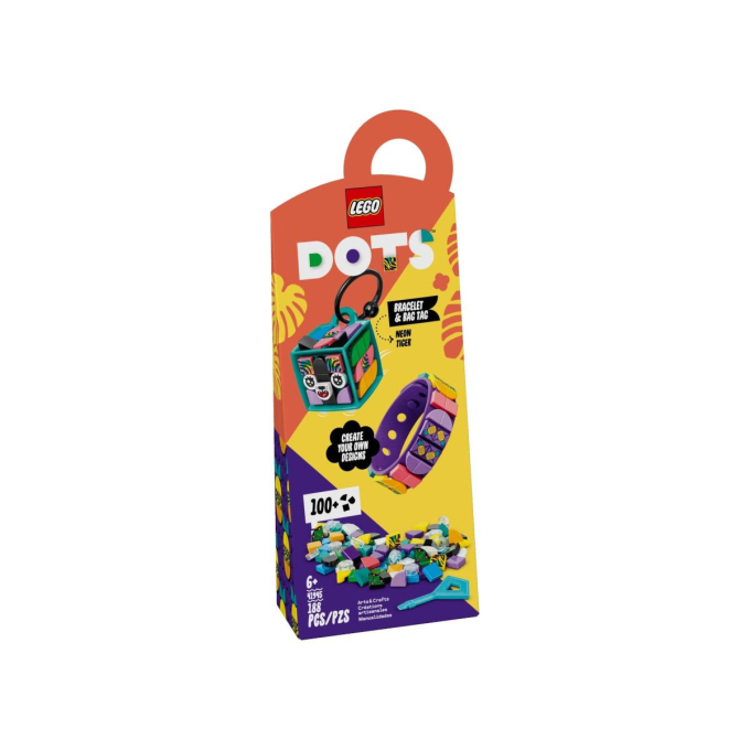 Конструктор LEGO DOTS - Гривна и табелка за чанта Neon Tiger.