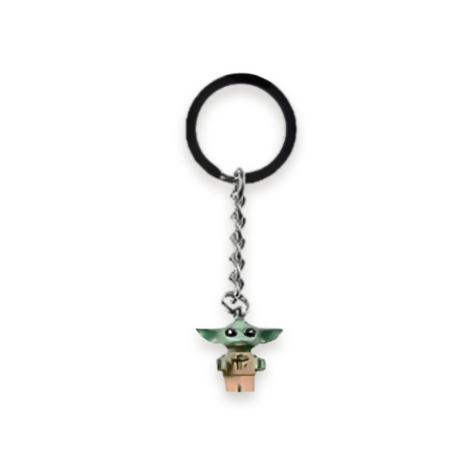 Снимка на ключодържател на лего фигурка бебе Йода от Star Wars. Снимка на ключодържател на лего фигурка бебе Йода от Star Wars.