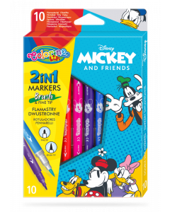 Двувърхи флумастери 10 цвята Mickey   Friends Colorino Disney