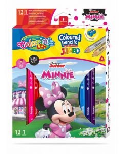 Цветни моливи JUMBO 12 +1 цвята и острилка Minnie Mouse Disney Colorino