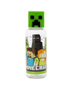 Бутилка за вода на Minecraft за момчета със зелена квадратна капачка във формата на куб.