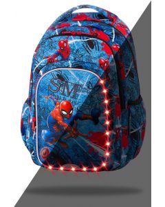 Ученическа светеща раница Spark L Spiderman Black LED