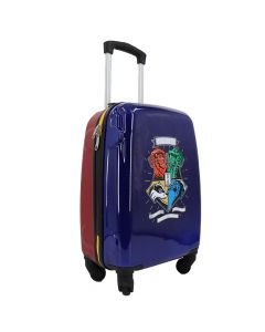 Куфар Harry Potter за деца с телескопична дръжка и четири колела. Син корпус, червен гръб. 