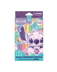 Цветни моливи Jumbo - 12 цвята Stitch Pastel