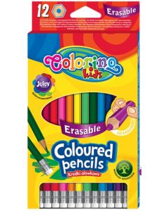 Цветни моливи 12 цвята с гума Colorino