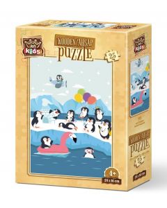 Дървен детски пъзел 25 части Art-Puzzle Сладки пингвини