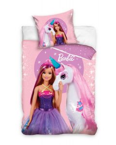 Детски спален комплект Barbie с еднорог, Розов.