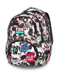 Ученическа раница DART Camo Pink Badges