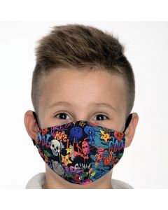 Двуслойна детска маска Графити с метален стек 6-12 г