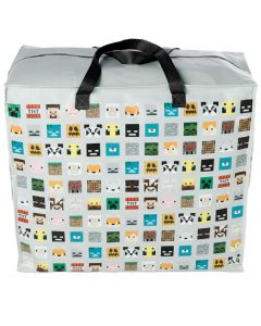 Торба за съхранение на играчки Minecraft Creeper. Има удобни дръжки за лесно пренасяне. Затваря се със здрав цип.