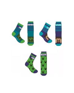 Чорапи Minecraft Bright Blue Pack, 3 дизайна