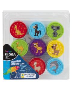 KIDEA печати 9 бр., Животни (лъв, тигър, слон, заек, лисица, куче, пингвин, маймуна и панда)