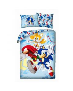 Детски спален комплект Sonic Star. Размер на плик за горна завивка 140x200см и калъфка за възглавница 70x90см.