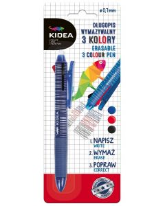 KIDEA химикалка изтриваема, трицветна (син, черен, червен)