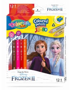Цветни моливи JUMBO 12 +1 цвята и острилка Frozen Disney Colorino