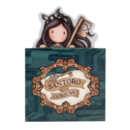 Pop-up мемо бележки от колекцията на Santoro Gorjuss.Тези бележки са изображението на "Through The Looking Glass Curiosity", момичето със златния ключ в ръце. 80 на брой са и към тях има специална картонена поставка.