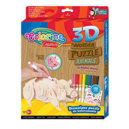 Дървен 3D пъзел животни - Прасе Colorino