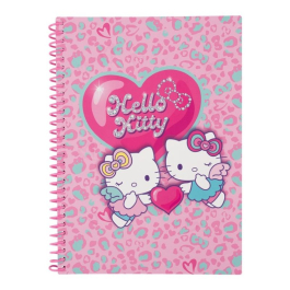 Тетрадка B5 със спирала PP 100 листа Hello Kitty Pastel_1