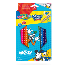 Цветни моливи 12 +1 цвята и острилка Disney Mickey Mouse   Friends Colorino