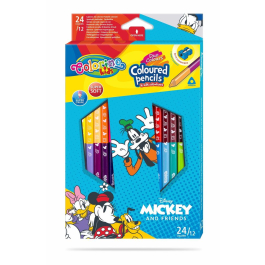 Двувърхи цветни моливи 12/24 цвята и острилка Mickey Mouse   Friends Disney Colorino