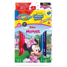 Цветни моливи 12 +1 цвята и острилка Minnie Mouse Disney Colorino