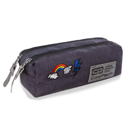 Ученически несесер с два ципа Coolpack - Edge - Sparkling Badges Grey