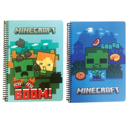 Тетрадка B5 70 листа, спирала Minecraft Chibi, асортимент