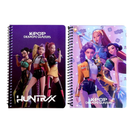 Тетрадка B5 70 листа, спирала K-Pop Demon Hunters Huntrix Lilac
