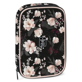 Ученически несесер с един цип на две нива - Flowery Black (5374) 24 