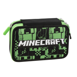 Ученически несесер Minecraft Pixels Green със съдържание.