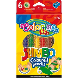 Цветни моливи Colorino 6 цвята и острилка Extra Jumbo 