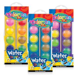 Акварелни бои 12 цвята голяма кутия  Colorino