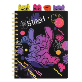 Тетрадка спирала с разделители - A5 - 100 л -STITCH Black